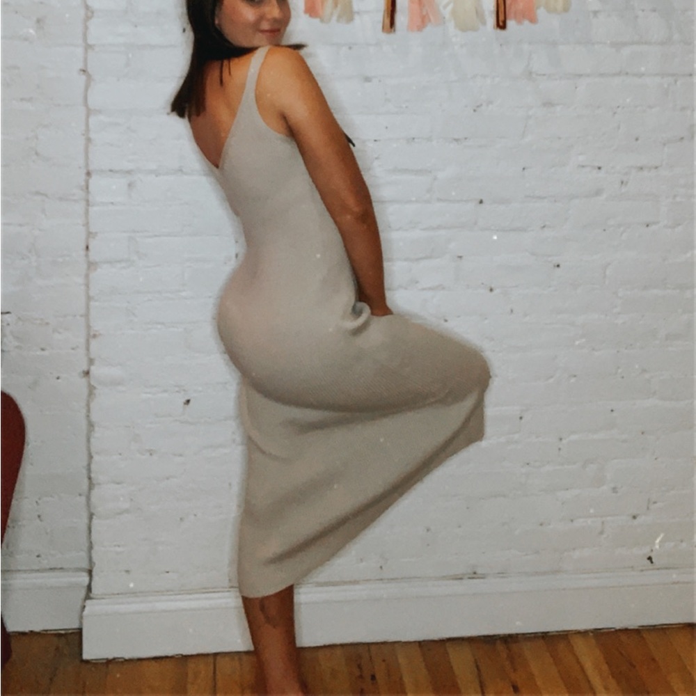 ZARA Tan Cable Knit Maxi Dress